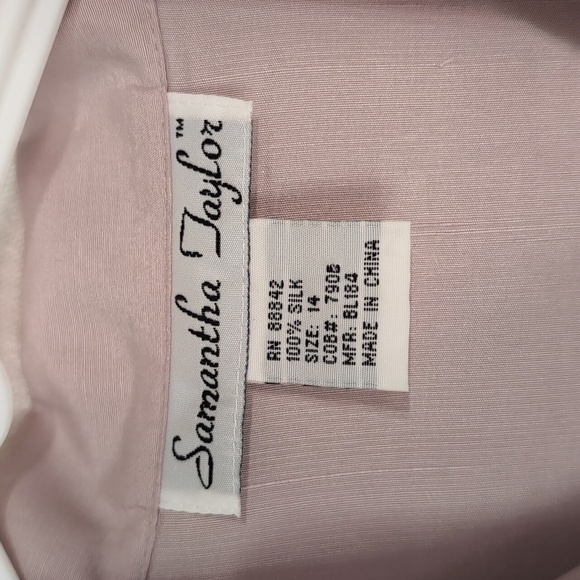 Vintage Samantha Taylor Mauve Silk 3/4 Sleeve Button Up Size 14 - Picture 2 of 5